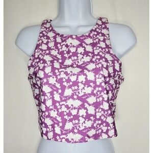 Becca Women's Purple Floral Cropped Athletic Tank Top Size Large - NWOT